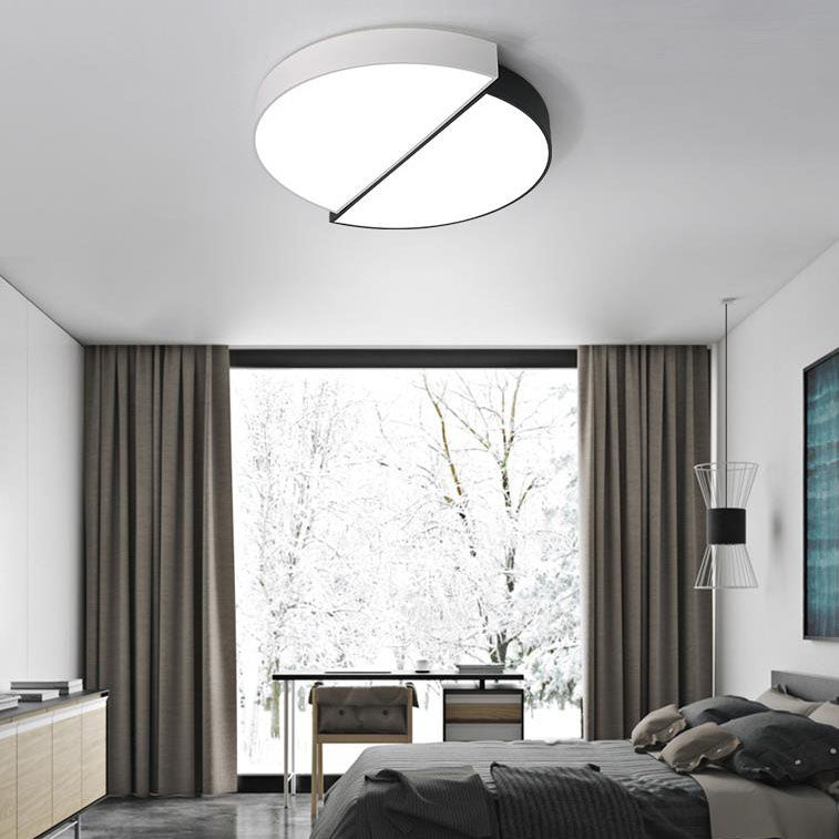 Modern Black White Round Iron Acrylic LED Flush Mount Light