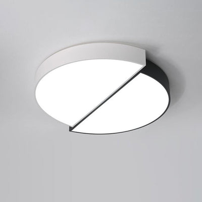 Modern Black White Round Iron Acrylic LED Flush Mount Light