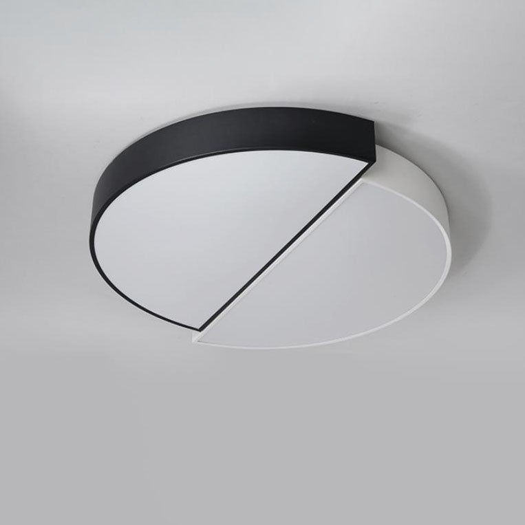 Modern Black White Round Iron Acrylic LED Flush Mount Light