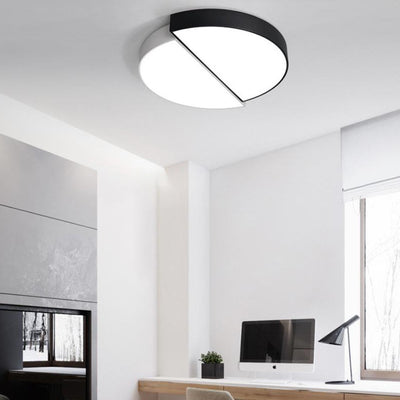 Modern Black White Round Iron Acrylic LED Flush Mount Light