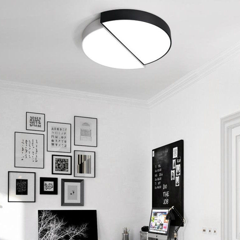 Modern Black White Round Iron Acrylic LED Flush Mount Light