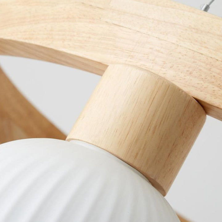 Moderner japanischer Kronleuchter mit strukturierter Glaskugel und 3/6/9 Lichtern 