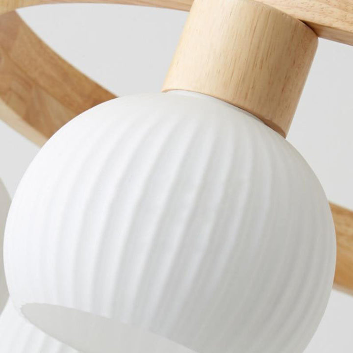 Moderner japanischer Kronleuchter mit strukturierter Glaskugel und 3/6/9 Lichtern 