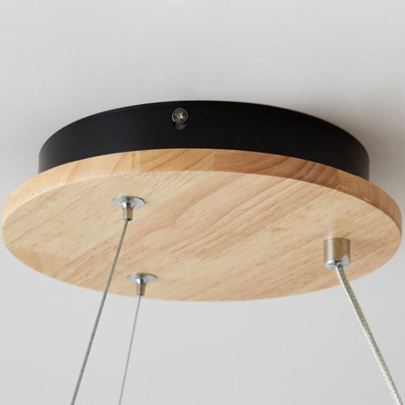 Modern Japanese Log Ring Textured Glass Globe 3/6/9 Light Chandelier