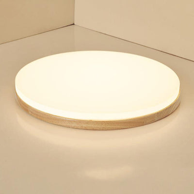 Nordic Simplicity Solid Wood Round PVC LED Flush Mount Ceiling Light