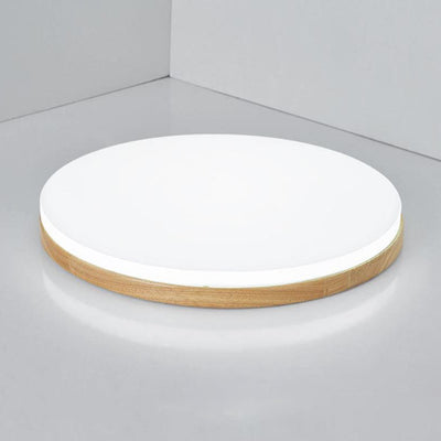 Nordic Simplicity Solid Wood Round PVC LED Flush Mount Ceiling Light