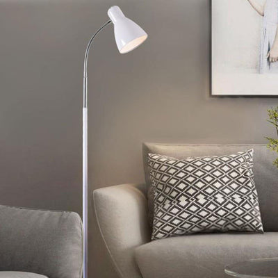 Lampadaire sur pied à 1 lumière avec abat-jour conique en placage de fer simple nordique 
