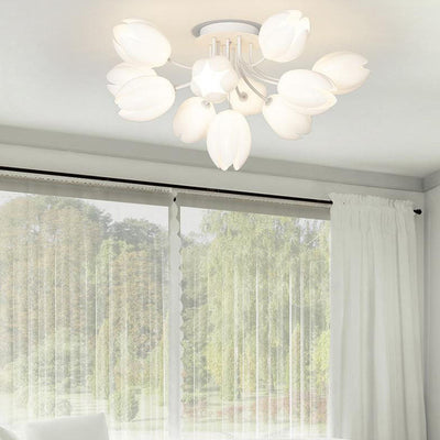 Modern Tulip Flower Shape 7/11/13 Light  Semi-Flush Mount Ceiling Light