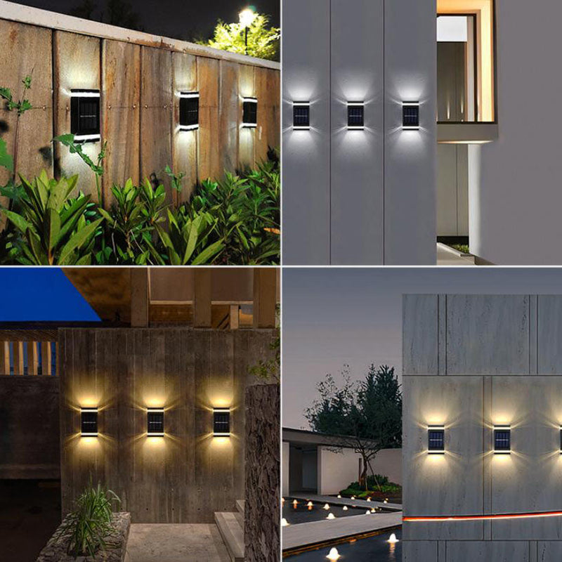 Simple Solar Rectangular Flat LED Outdoor Waterproof Wall Sconce Lamp