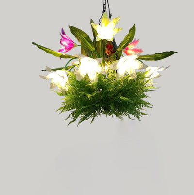 Modern Creative Simulation Plant Flowers Iron 12/13-Light Chandelier