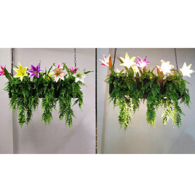 Modern Creative Simulation Plant Flowers Iron 12/13-Light Chandelier