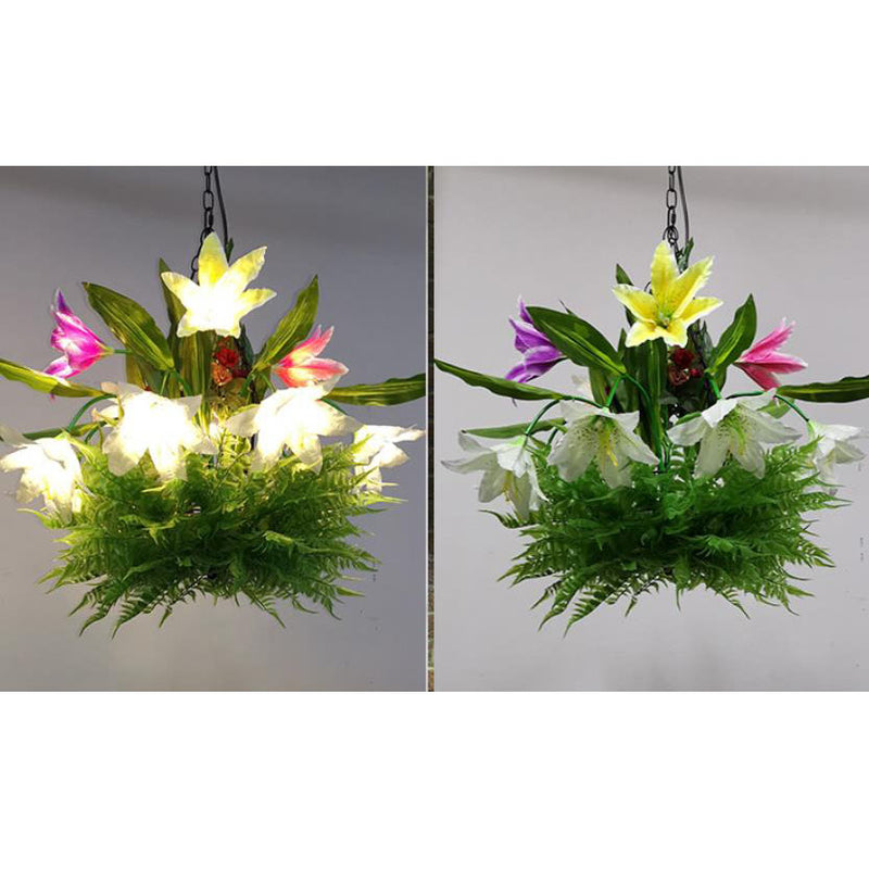 Modern Creative Simulation Plant Flowers Iron 12/13-Light Chandelier