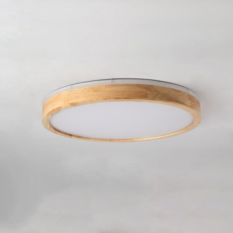 Japanese Minimalist Solid Wood LED Flush Mount Lighting