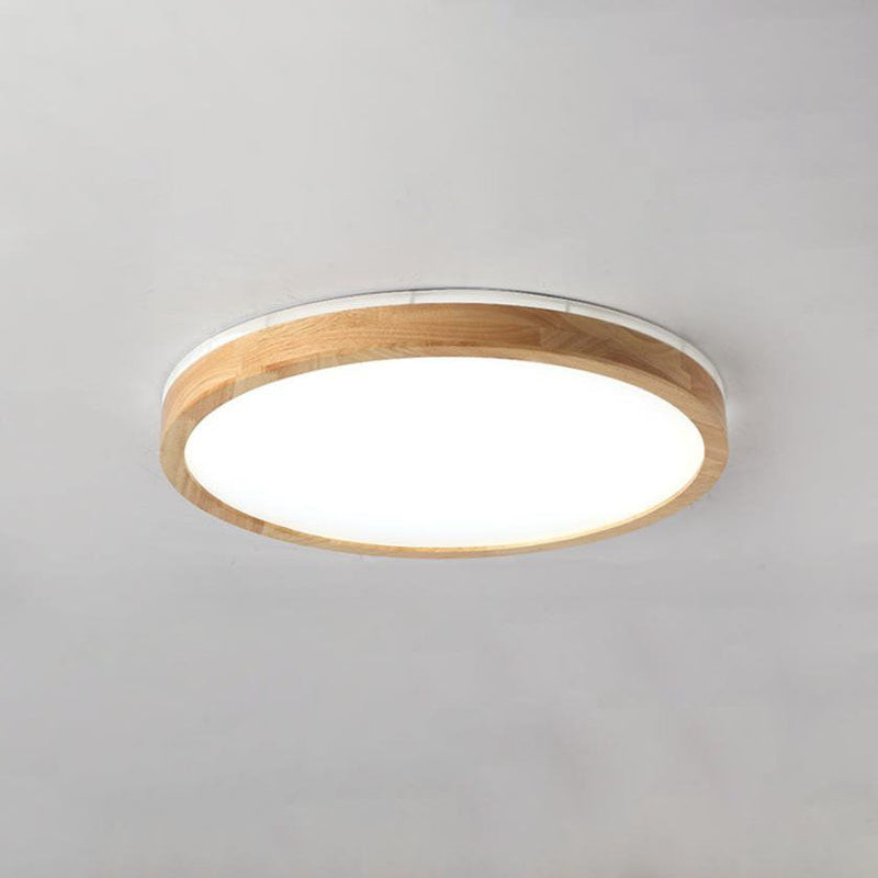 Japanese Minimalist Solid Wood LED Flush Mount Lighting