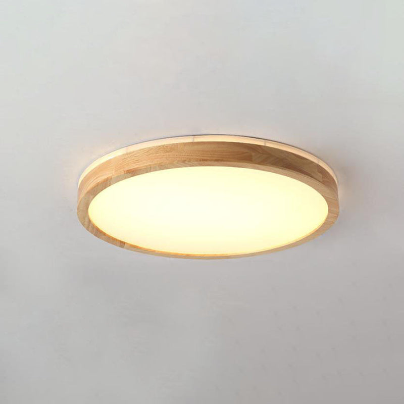 Japanese Minimalist Solid Wood LED Flush Mount Lighting