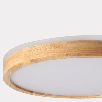 Japanese Minimalist Solid Wood LED Flush Mount Lighting