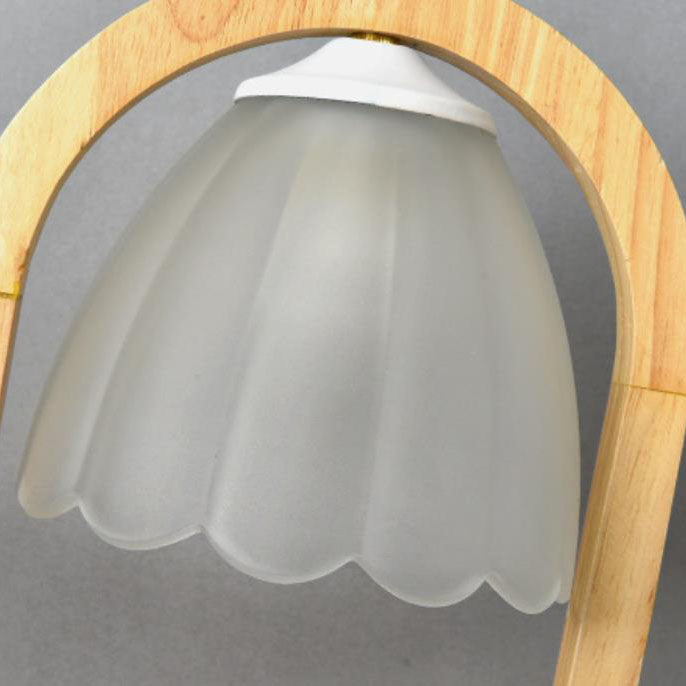 Moderne, minimalistische 1-Licht-Tischlampe aus schmelzendem Wachs aus Holz