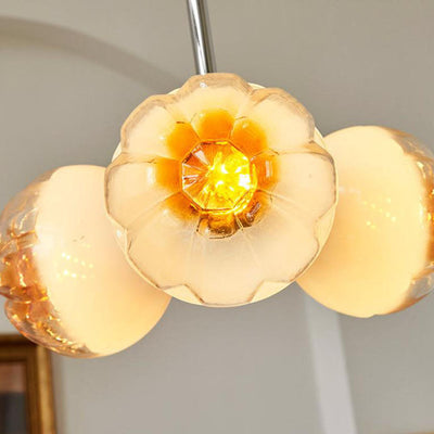 Europäische Vintage Blumenknospen Metallglas 3/4/5-Licht-Insel-Licht-Kronleuchter 