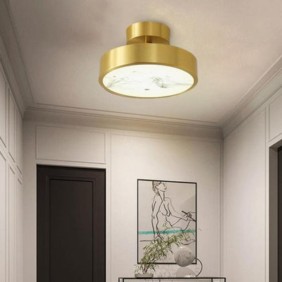 Modern Light Luxury Retro Full Copper Cloud Glass LED Flush Mount Lighting