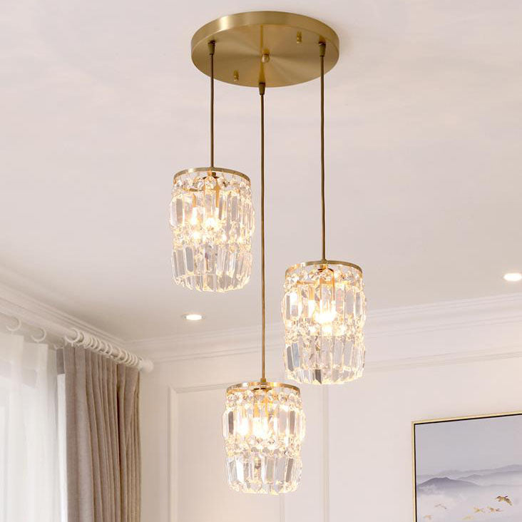 Nordic Light Luxury Full Brass Crystal 1\3-Light Chandelier