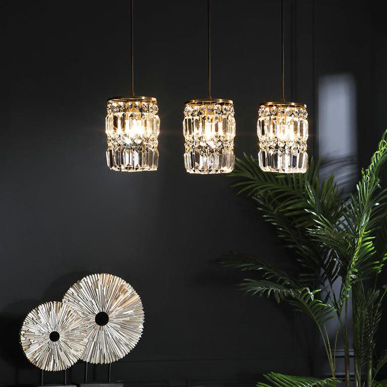 Nordic Light Luxury Full Brass Crystal 1\3-Light Chandelier