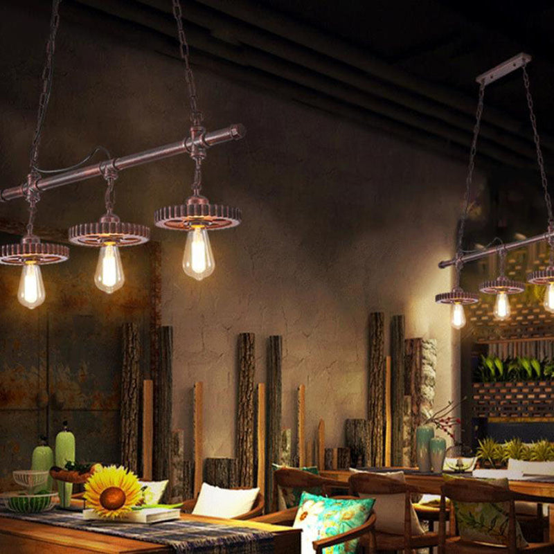 Vintage Industrial Iron 3-Light Chandelier