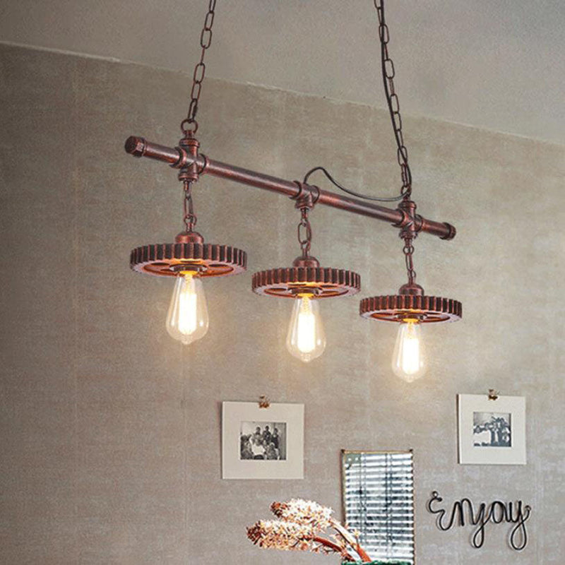 Vintage Industrial Iron 3-Light Chandelier