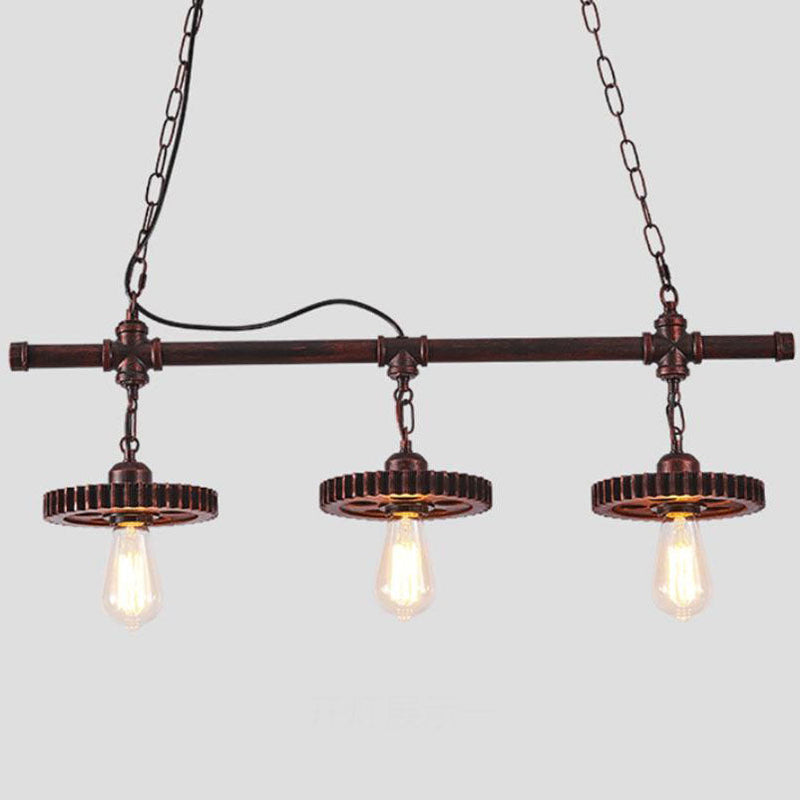 Vintage Industrial Iron 3-Light Chandelier