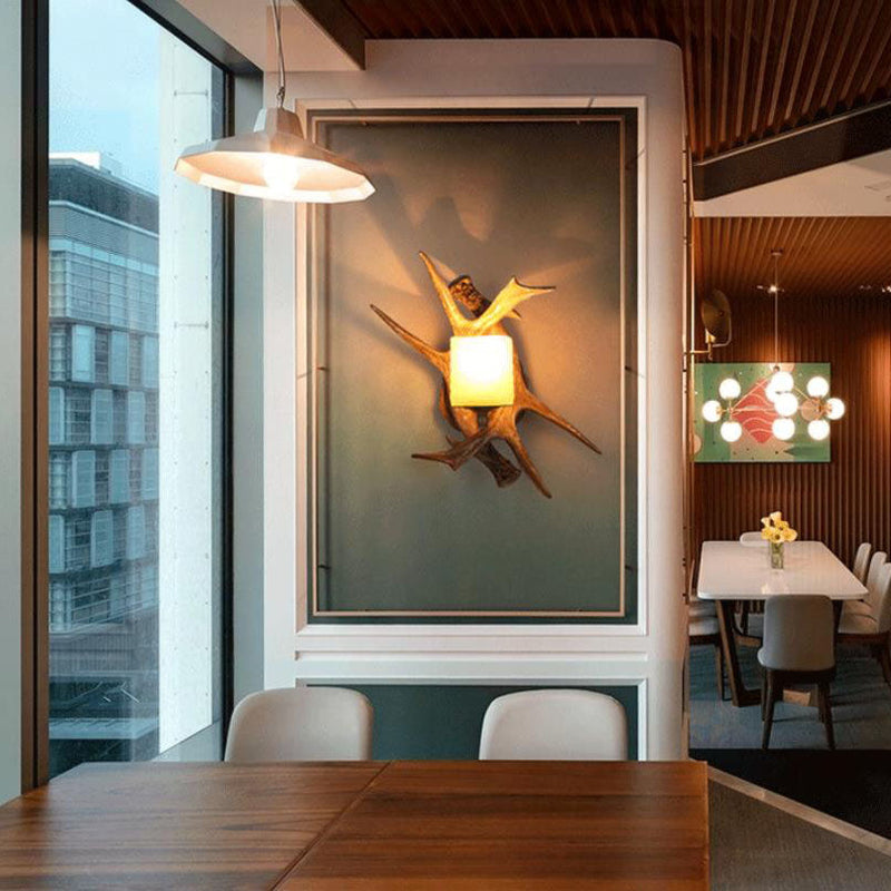 Modern Retro Antler 1-Light Glass Wall Sconce Lamp