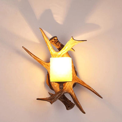 Modern Retro Antler 1-Light Glass Wall Sconce Lamp