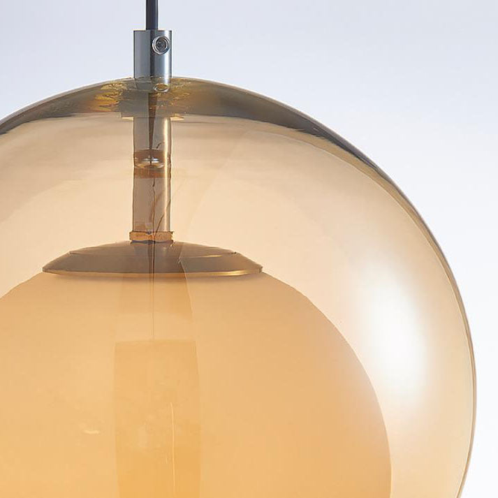 Vintage Milk Yellow Glass Round Globe 1-Light Pendant Light