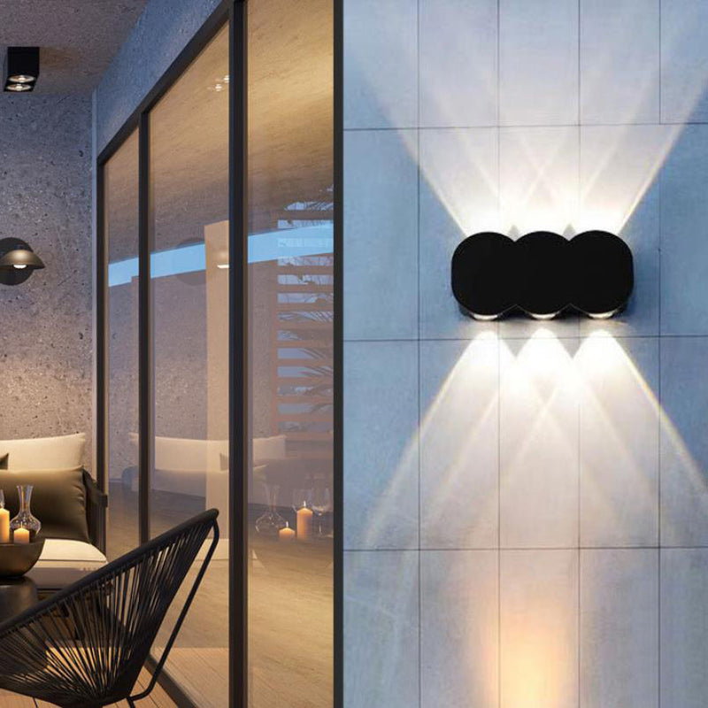 Modern Outdoor Round Geometric Up and Down Luminous Waterproof LED Wall Sconce Lamp