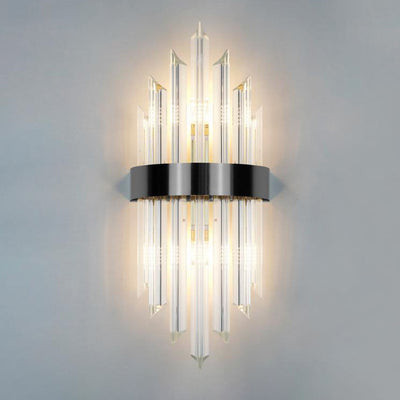 Nordic Creative Glass Crystal Rod Stainless Steel 2-Light Wall Sconce Lamp