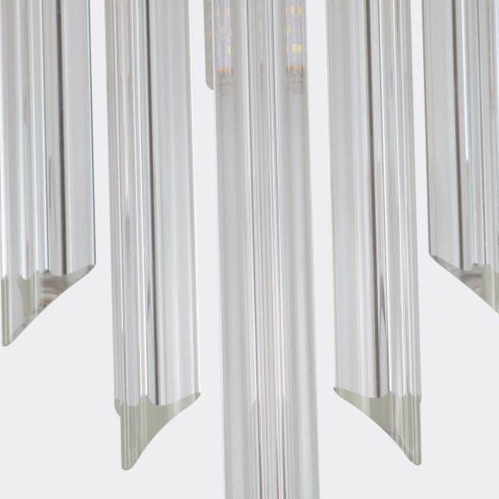 Moderne luxuriöse 2-flammige Wandleuchte aus Glas, Kristallstäben und Edelstahl 