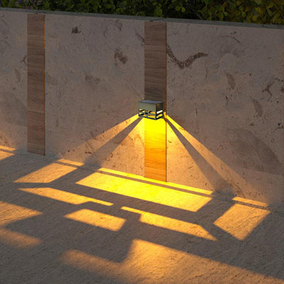 Simple Solar Square Skeleton LED Outdoor Fence Wall Sconce Lamp