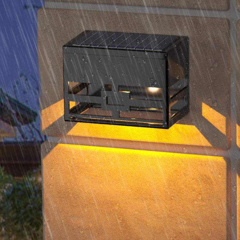 Moderne minimalistische quadratische Solar-LED-Zaun-Wandleuchte aus ABS im Skelett-Design für den Außenbereich 
