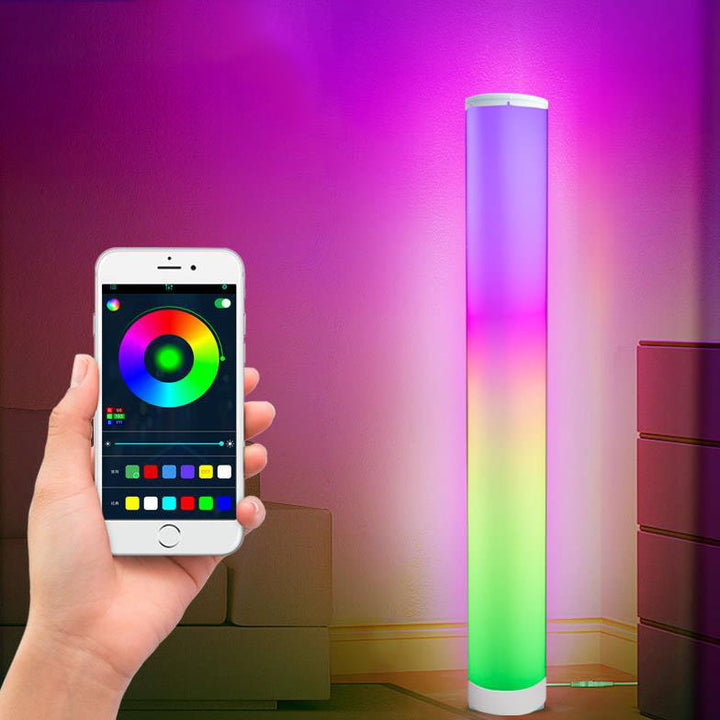 Moderner minimalistischer RGB-Illusions-Musik-LED-Stehleuchte aus PP und ABS in Säulenform mit APP- und Fernbedienungssteuerung für das Wohnzimmer 