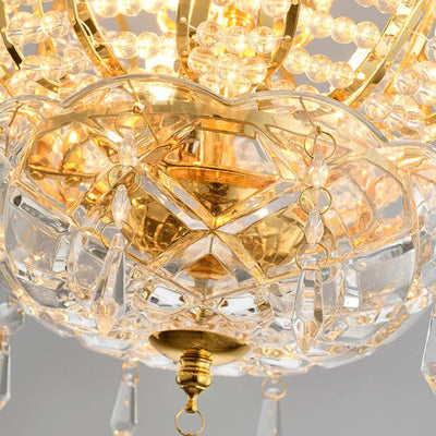 Chinese Style Lotus Zen Crystal 3-Light Chandeliers