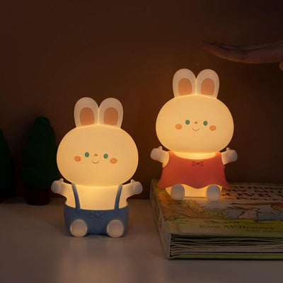 Creative Cartoon Rabbit Silicone USB Rechargeable Dimming Timer LED Night Light Table Lamp