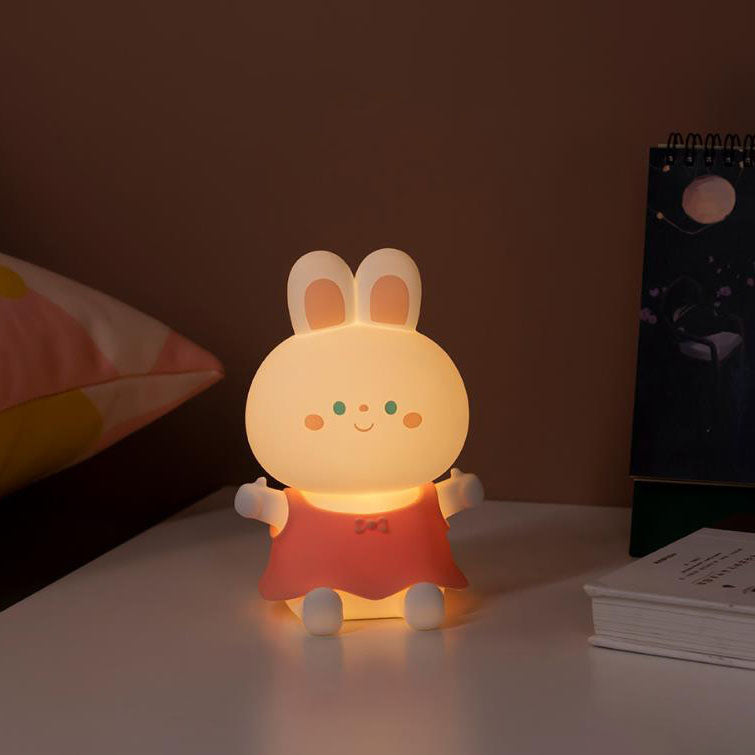 Creative Cartoon Rabbit Silicone USB Rechargeable Dimming Timer LED Night Light Table Lamp