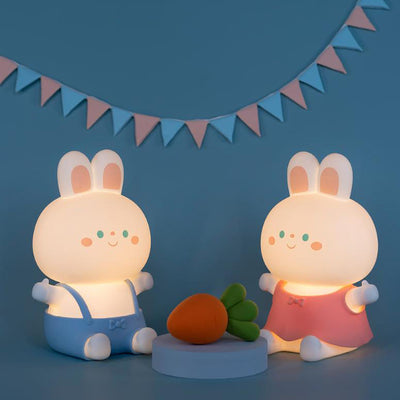 Creative Cartoon Rabbit Silicone USB Rechargeable Dimming Timer LED Night Light Table Lamp