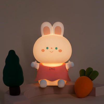 Creative Cartoon Rabbit Silicone USB Rechargeable Dimming Timer LED Night Light Table Lamp