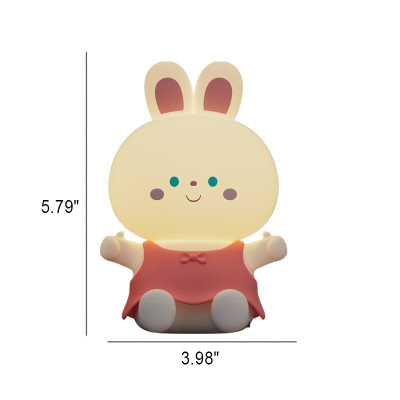 Creative Cartoon Rabbit Silicone USB Rechargeable Dimming Timer LED Night Light Table Lamp