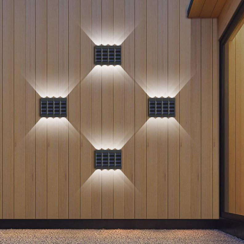 Aplique de pared LED solar exterior impermeable de tira larga de ABS y PC de estilo minimalista moderno para exterior 