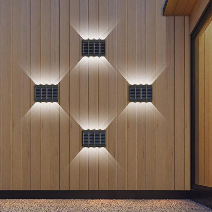 Aplique de pared LED solar exterior impermeable de tira larga de ABS y PC de estilo minimalista moderno para exterior 
