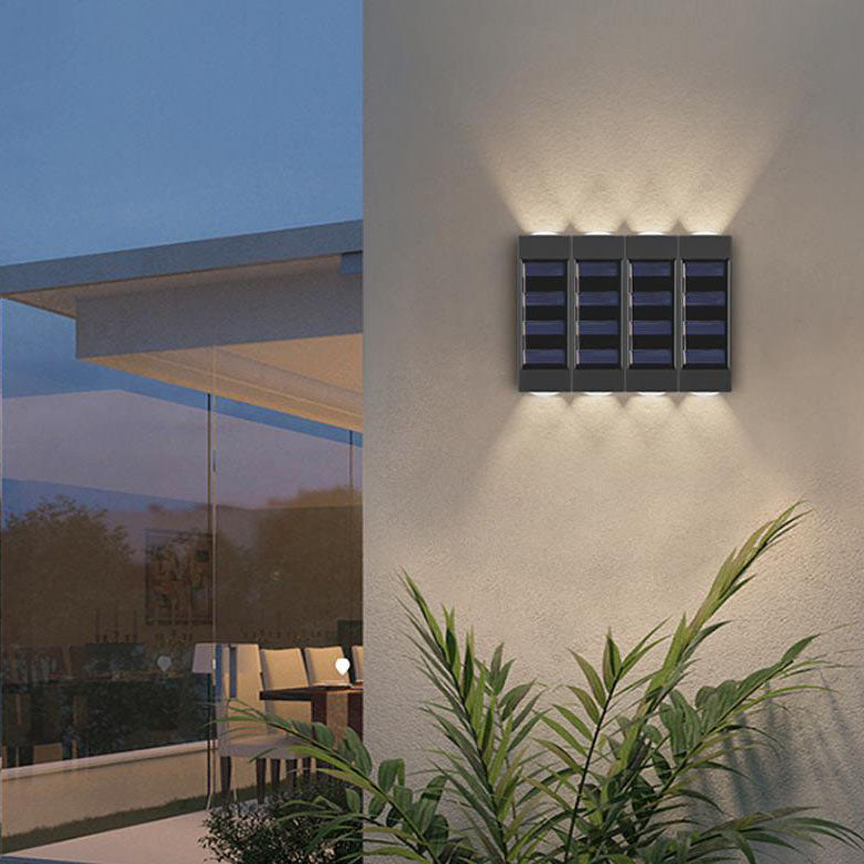 Aplique de pared LED solar exterior impermeable de tira larga de ABS y PC de estilo minimalista moderno para exterior 