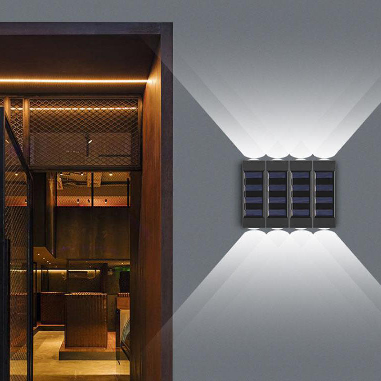 Aplique de pared LED solar exterior impermeable de tira larga de ABS y PC de estilo minimalista moderno para exterior 