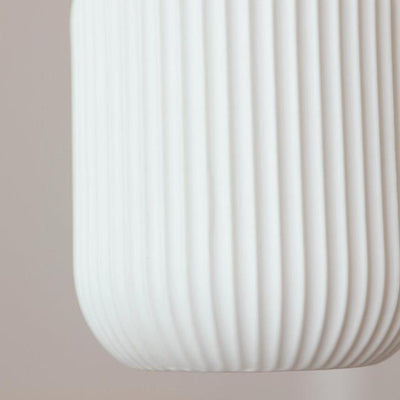 Japanese Vintage Pleated Ceramic Round Dome Wood 1-Light Pendant Light