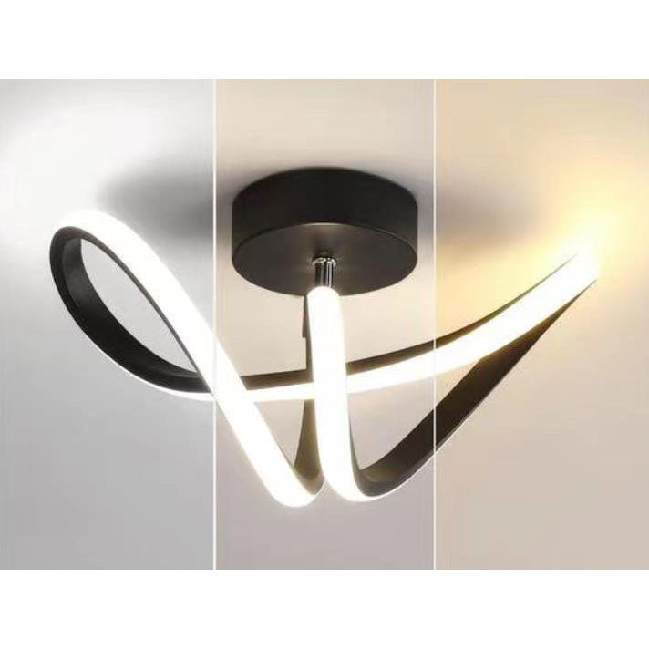 Lámpara de techo LED semiempotrada de hierro y silicona con líneas curvas de estilo minimalista moderno para sala de estar y dormitorio 