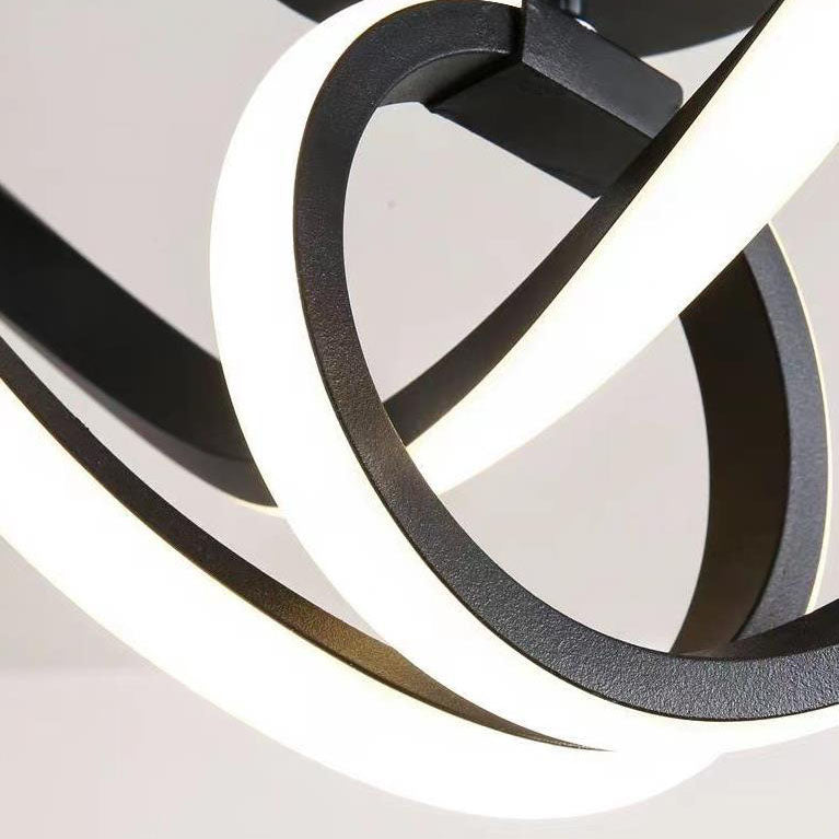 Lámpara de techo LED semiempotrada de hierro y silicona con líneas curvas de estilo minimalista moderno para sala de estar y dormitorio 